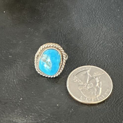 Southwestern Navajo Blue Turquoise Ring | Sterling Silver | Sz 3 | 15359
