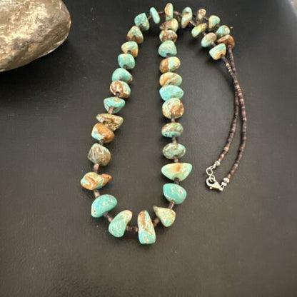 Navajo Royston Turquoise Shell Heishi Bead Necklace | Sterling Silver | 30" | 16955