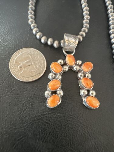Navajo Spiny Oyster Naja Pendant Necklace | Sterling Silver | 20" | Authentic Native American Handmade | 15758