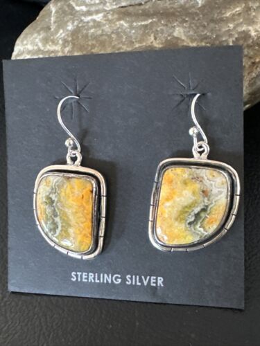 Navajo Bumblebee Jasper Earrings | Sterling Silver | Authentic Native American Handmade | 15834