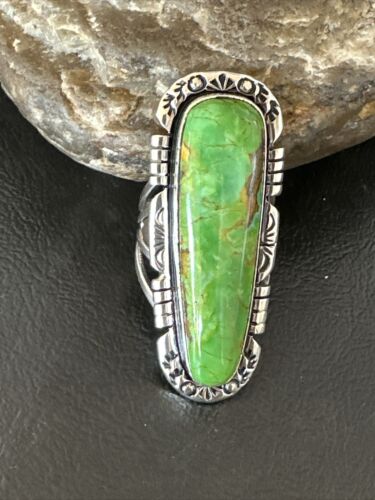 Women's Green Sonoran Turquoise Ring | Navajo Sterling Silver | Sz 9.5 | 16396