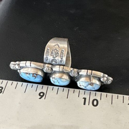 Navajo Blue Golden Hills Turquoise Multi-Stone Ring | Authentic Native American Sterling Silver | Sz 9.5 | 16288