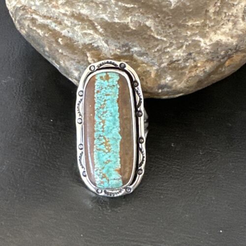 Navajo Blue Turquoise #8 Ring | Sterling Silver | Sz 10.5 | Authentic Native American Handmade | 16476