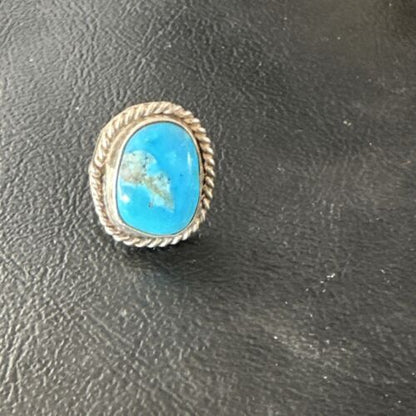 Southwestern Navajo Blue Turquoise Ring | Sterling Silver | Sz 3 | 15359