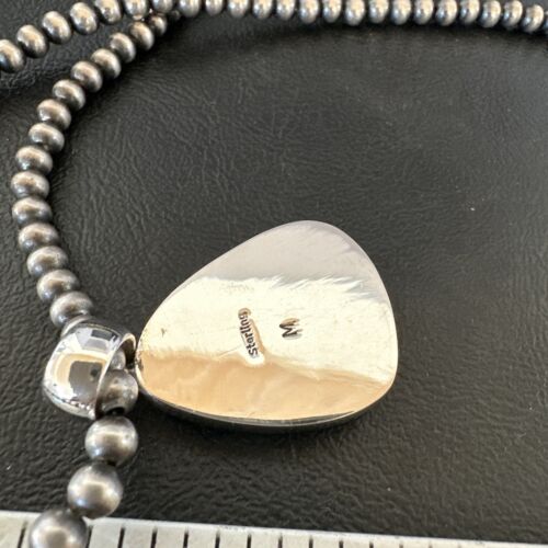 Navajo Blue Kingman Turquoise Pendant Necklace | Sterling Silver | 20" | Authentic Native American Handmade | 16671