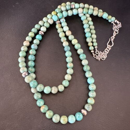 Royston Green Turquoise Necklace | Southwestern Sterling Silver | 22" | 17536
