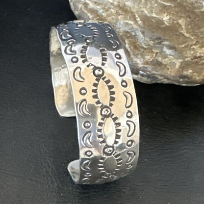 Navajo Stamped Cuff Bracelet | Sterling Silver | Authentic Native American Handmade | 17459