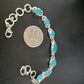 Navajo Blue Turquoise Link Bracelet | Sterling Silver | 8" | Authentic Native American Handmade | 15473