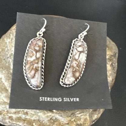 Navajo Wild Horse Turquoise Dangle Earrings | Sterling Silver | Authentic Native American Handmade | 16517