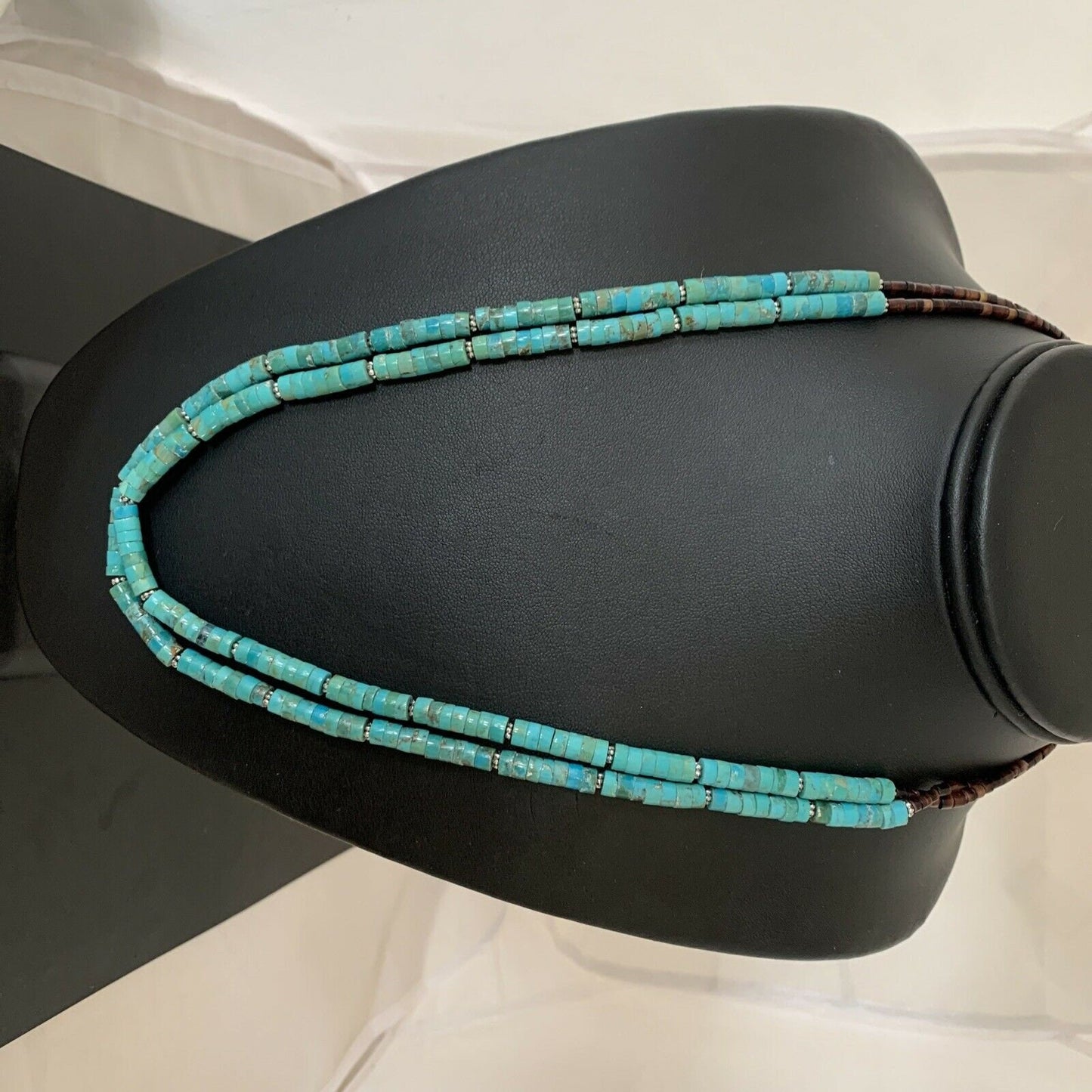 Navajo Turquoise Heishi Shell Necklace | Sterling Silver 5mm | 20" | Authentic Native American Handmade | 02157