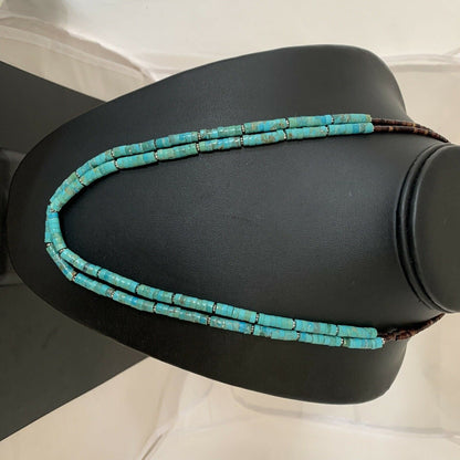 Navajo Turquoise Heishi Shell Necklace | Sterling Silver 5mm | 20" | Authentic Native American Handmade | 02157