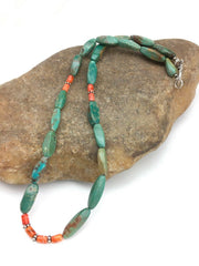 Navajo Royston Turquoise Spiny Necklace | Sterling Silver | Authentic Native American Handmade | 18" | 4774