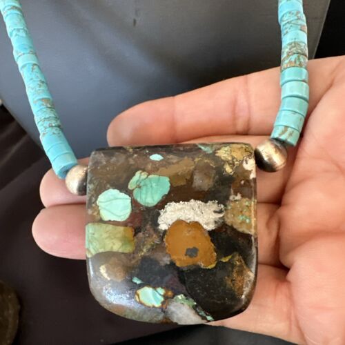 Navajo SpiderWeb Turquoise Heishi Pearls Necklace | Sterling Silver | 20" | Authentic Native American Handmade | 17089 - Masha USA