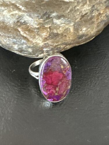 Southwestern Navajo Purple Mojave Turquoise Ring | Sterling Silver | Sz 8 | 15605
