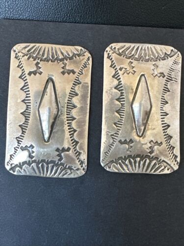 Navajo Stamped Sterling Silver Handmade Earrings | Authentic Native American | 15847