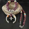 Navajo Purple Spiny Oyster Turquoise Naja Pendant Necklace | Sterling Silver | Native American Handmade | 15273