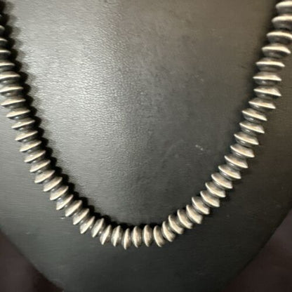 Navajo Pearl Sterling Silver Saucer Bead Necklace | Hand Strung 7mm | 20" | Authentic Native American | 60720