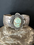 XL Men's Blue #8 Turquoise Cuff Bracelet | Navajo Sterling Silver | Authentic Native American Handmade | 15855
