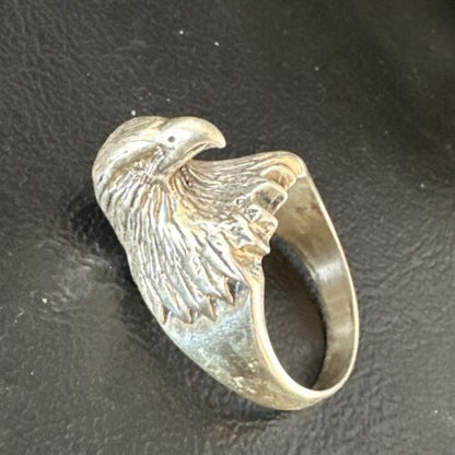 Men's Eagle Head Ring | Navajo Sterling Silver | Sz 10 | Authentic Native American Handmade | 15389