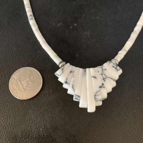 Navajo White Howlite Heishi Pearls Bead Necklace | Sterling Silver | Authentic Native American Handmade | 20" | 14209