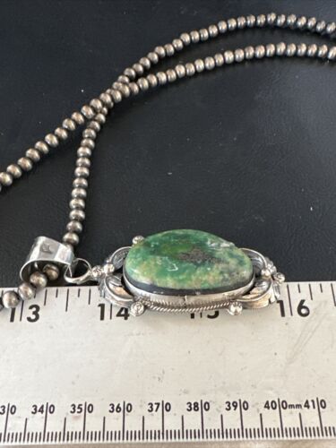 Sonoran Gold Turquoise Pendant Necklace | Navajo Sterling Silver Beads | Authentic Native American Handmade | 14854