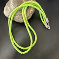 Navajo Green Gaspeite Stabilized Necklace | Sterling Silver | 22" | Authentic Native American Handmade | 16467