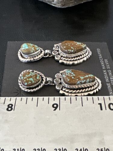 Navajo Blue Turquoise #8 Dangle Earrings | Sterling Silver | Authentic Native American Handmade | 17494