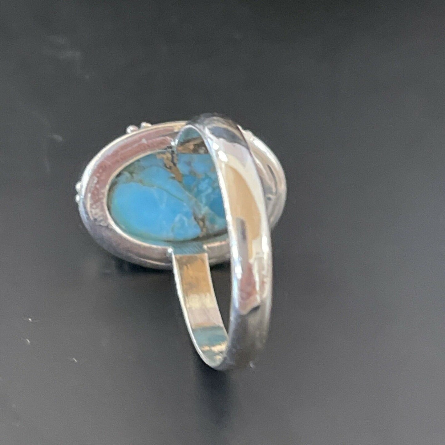 Navajo Blue Turquoise Ring | Sterling Silver | Sz 7 | Authentic Native American Handmade | 11417