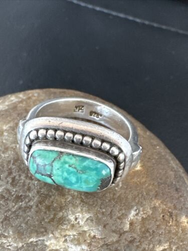 Native American Navajo Green Turquoise Ring | Sterling Silver | Sz 6 | 15920