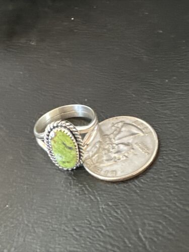 Navajo Green Gaspeite Ring | Sterling Silver | Sz 8 | Authentic Native American Handmade | 16399