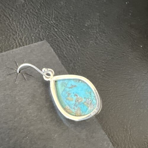 Navajo Blue Turquoise Dangle Earrings | Sterling Silver | 1" | Authentic Native American Handmade | 15806 - Masha USA