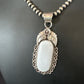 Navajo Pearls White Buffalo Turquoise Necklace Pendant | Sterling Silver | Authentic Native American Handmade | 15707