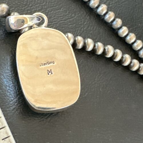 Navajo Blue Kingman Turquoise Pendant Necklace | Sterling Silver | 20" | Authentic Native American Handmade | 16997