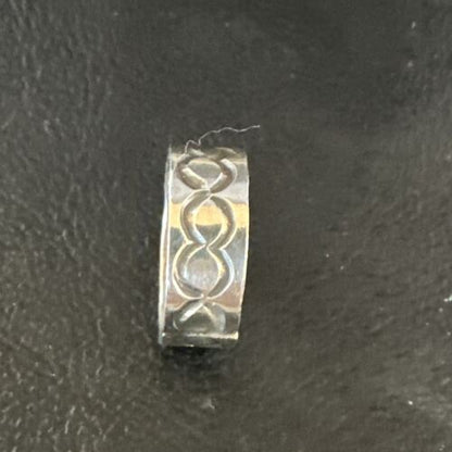 Navajo Stamped Sterling Silver Wide Band Ring | Sz 4.5  Pinky | Authentic Native American Handmade | 15296