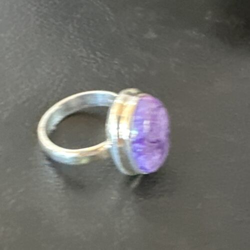Women's Purple Charoite Navajo Oval Ring | Sterling Silver | Sz 7 | Authentic Native American Handmade | 16051