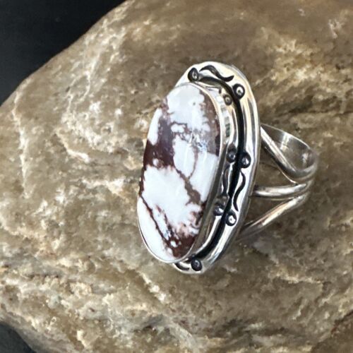 Women's Wild Horse Turquoise Ring | Navajo Sterling Silver | Sz 9 | Authentic Native American Handmade | 16471