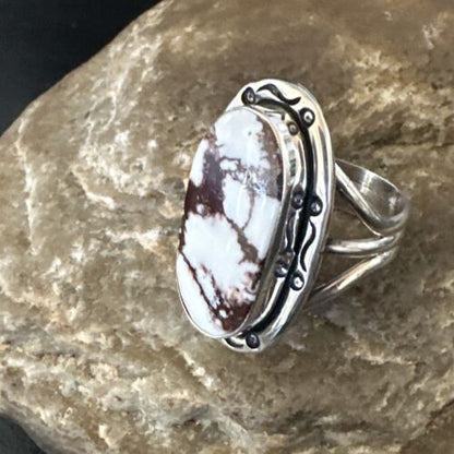 Women's Wild Horse Turquoise Ring | Navajo Sterling Silver | Sz 9 | Authentic Native American Handmade | 16471