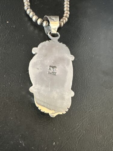Sonoran Gold Turquoise Pendant Necklace | Navajo Sterling Silver Beads | Authentic Native American Handmade | 14854