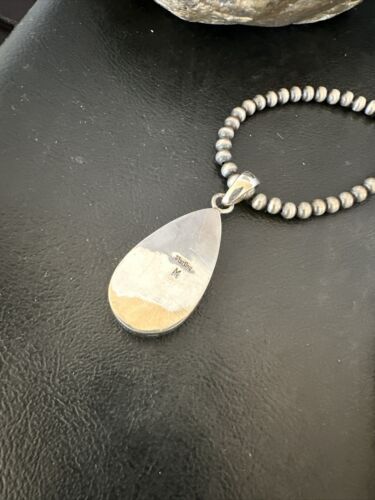 Navajo Blue Kingman Turquoise Pendant Necklace | Sterling Silver | 20" | Authentic Native American Handmade | 17000
