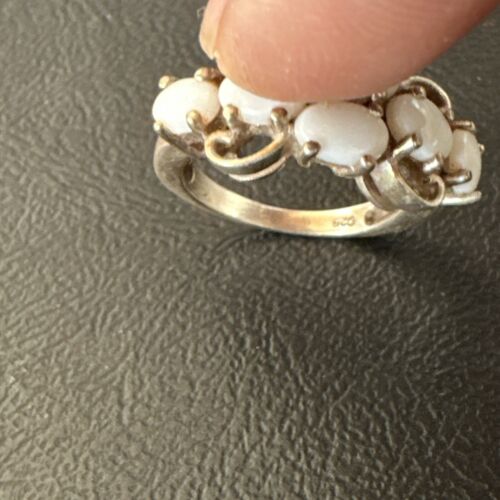 Navajo White Opal Multi-Stone Ring | Authentic Native American Sterling Silver | Multi-Stone | Sz 7 | 17157