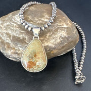 Navajo Green Turquoise Pendant Necklace | Sterling Silver | Authentic Native American Handmade | 15021