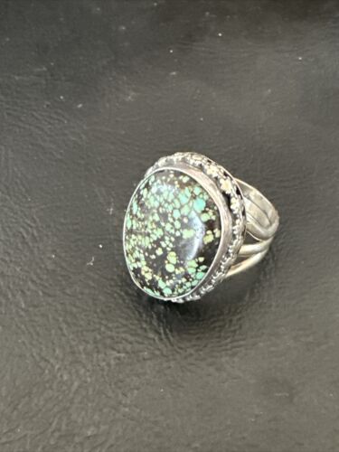 Navajo Spiderweb Blue Turquoise Ring | Sterling Silver | Sz 6 | Authentic Native American Handmade | 16892