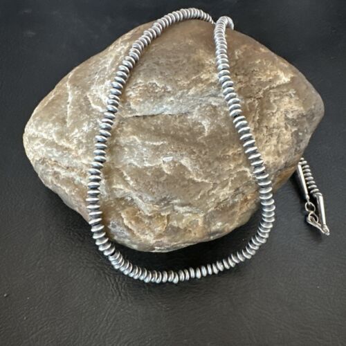 Navajo Pearl Sterling Silver Saucer Bead Necklace | Hand Strung | 4mm | 20" | Authentic Native American | 60420
