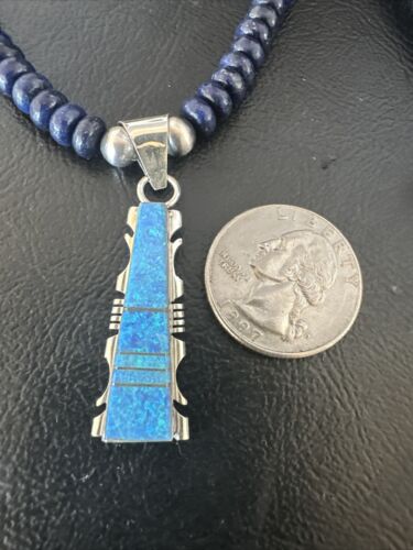 Navajo Opal, Lapis & Turquoise Pendant Necklace | Sterling Silver | Authentic Native American Handmade | 15637
