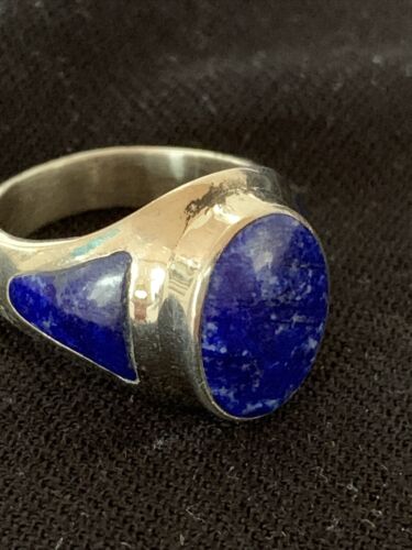 Navajo Blue Lapis Lazuli Inlay Ring | Sterling Silver | Sz 11 | Authentic Native American Handmade | 1457
