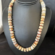 Southwestern Yellow Red Jasper Coral Necklace | 12mm Sterling Silver | Authentic Native American Handmade | 20" | 14433