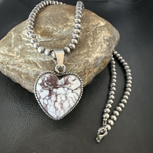 Navajo Wild Horse Heart Pendant Necklace | Sterling Silver | Authentic Native American Handmade | 16367