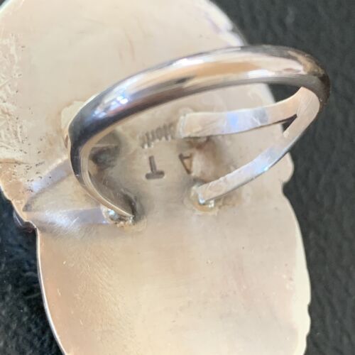 Navajo White Buffalo Turquoise Ring | Sterling Silver | Sz 8 | Authentic Native American Handmade | 01961