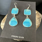 Navajo Blue Kingman Turquoise Dangle Earrings | Sterling Silver | Authentic Native American Handmade | 15105