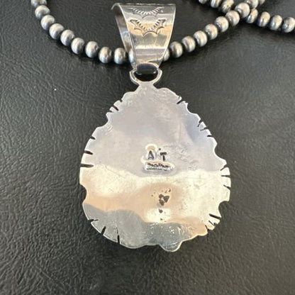Women's Royston Turquoise Pendant Necklace | Navajo Pearls | Sterling Silver | Authentic Native American | 17063